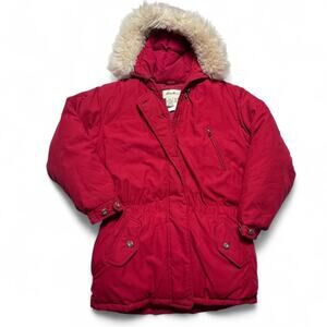 Eddie Bauer Polar Parka 90s Vintage Red Nylon Shell Goose Down Puffer Large